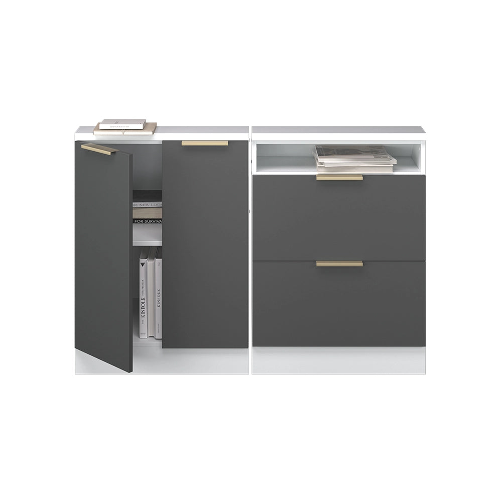 Set di mobili sottotetto Rion Antracite-oro/Bianco 120 cm Set di 2 Vicco
