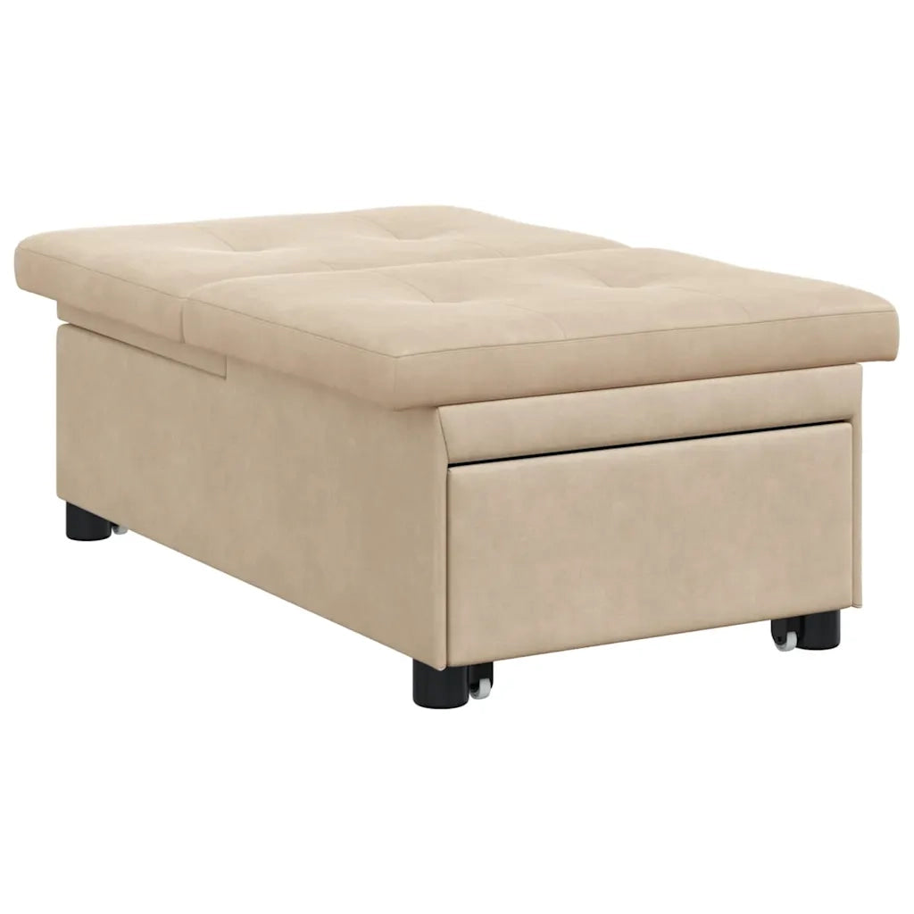 Divano Letto Estraibile Crema 194 x 67 x 82 cm Microfibra 42008611