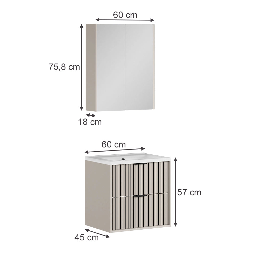 Vicco Set di mobili da bagno Cachemire 3 parti