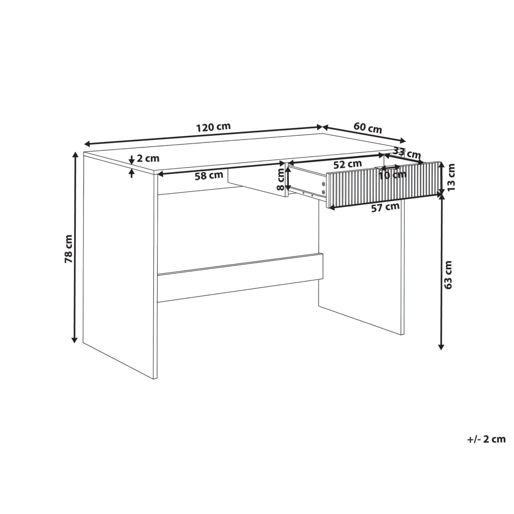 Scrivania da ufficio per casa in pannello truciolare bianco, 120 x 60 cm con 1 cassetto, gambe larghe, stile scandinavo