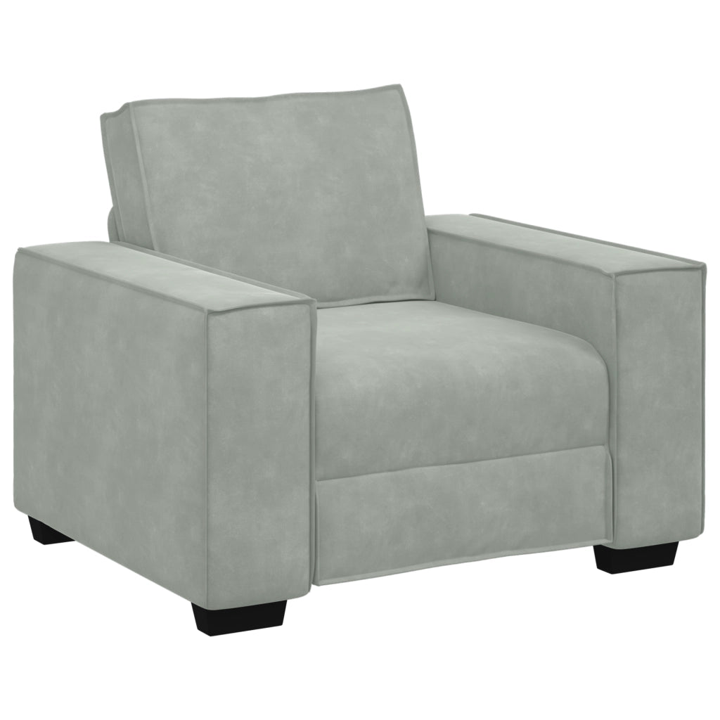 Set Divano 3 Pezzi con Cuscini in Velluto Grigio Chiaro