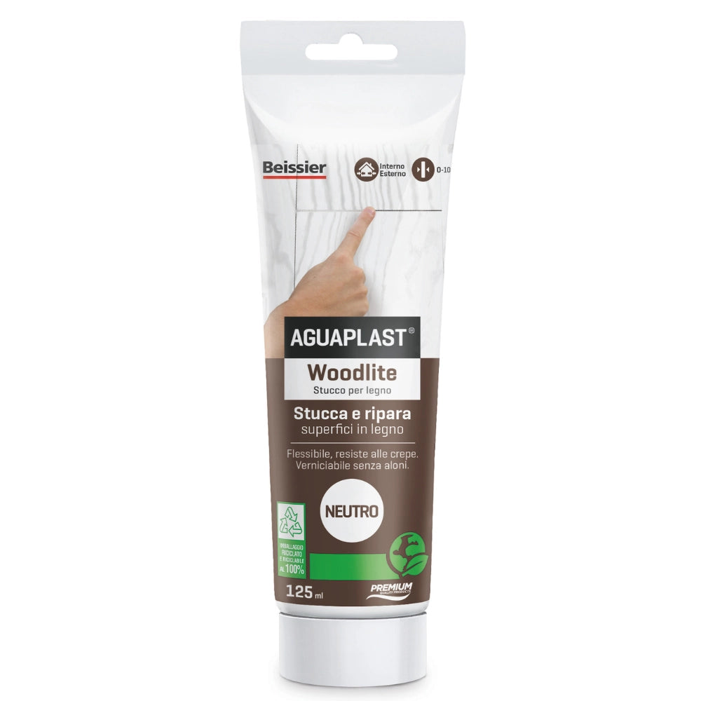 Aguaplast woodlite stucco per legno colorato pronto all’uso verniciabile 125 ml *** colore- neutro, confezione 1