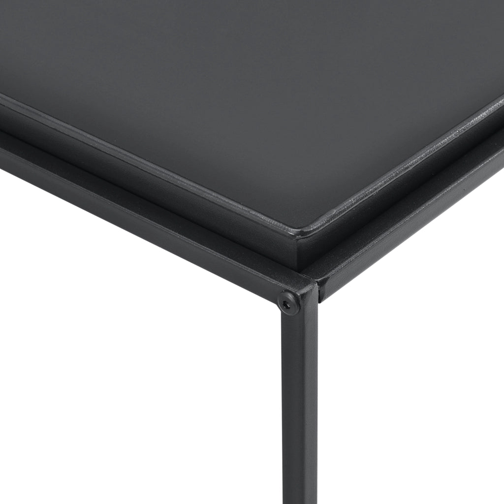 Tavolino Basso da Caffè 47 x 100 x 50cm Tavolino in Metallo da Salotto / Soggiorno / Sala di Attesa con Superficie Antigraffio - Nero Opaco