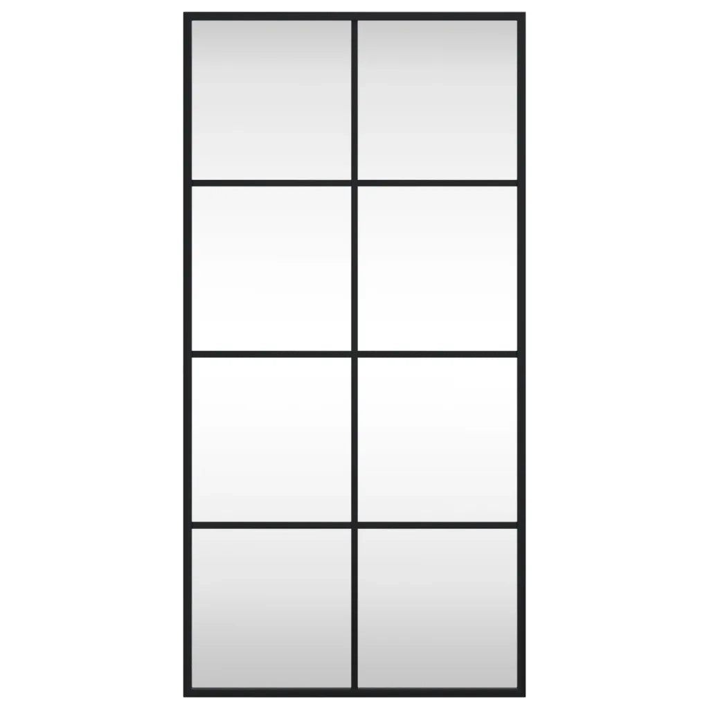 Specchio da Parete Nero 40x80 cm Rettangolare in Ferro 358644