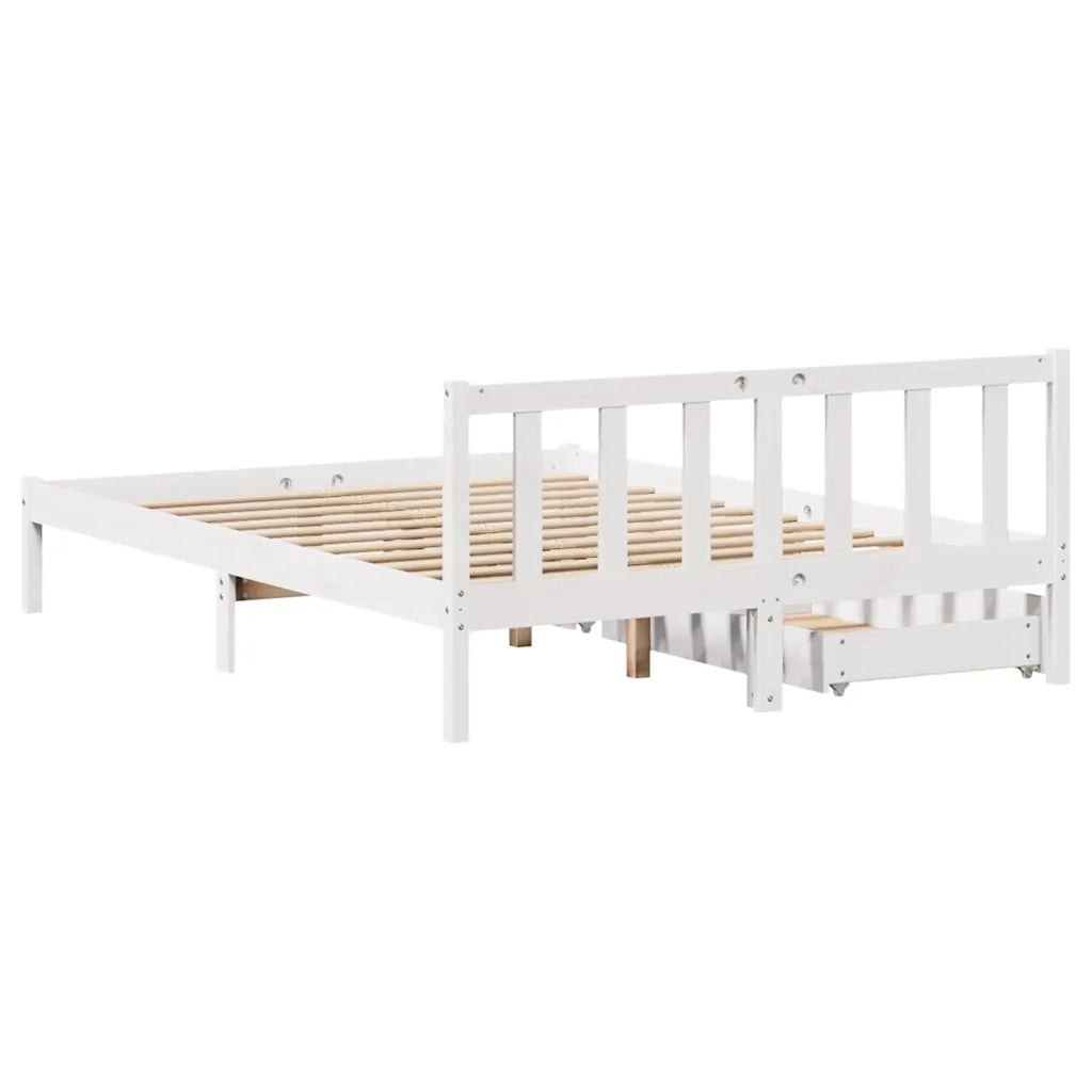Letto senza Materasso Bianco 140x190 cm Legno Massello di Pino