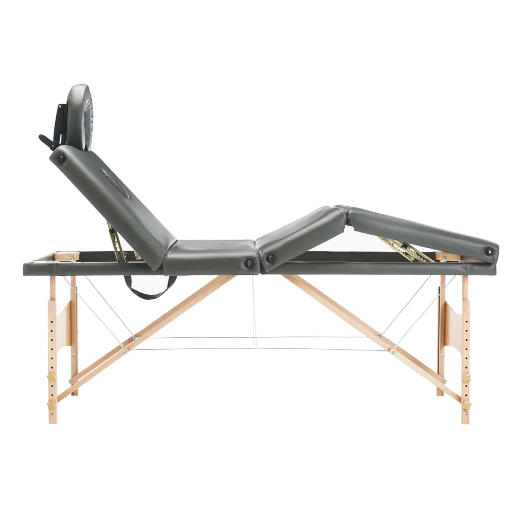 Lettino da massaggio a 4 sezioni struttura in legno panca per massaggi poggiatesta braccioli regolabili lettino da massaggio pieghevole portatile antracite 02_0001802