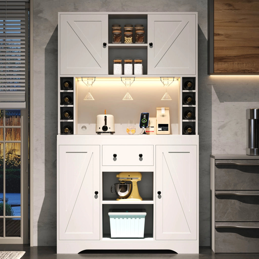 Buffet cucina con LED controllato da app; prese integrate; 180 x 105 x 40 cm; bianco