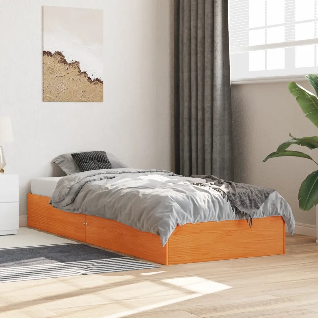 Letto senza Materasso-Struttura Letto Marrone Cera 90x190 cm in Legno di Pino 887916