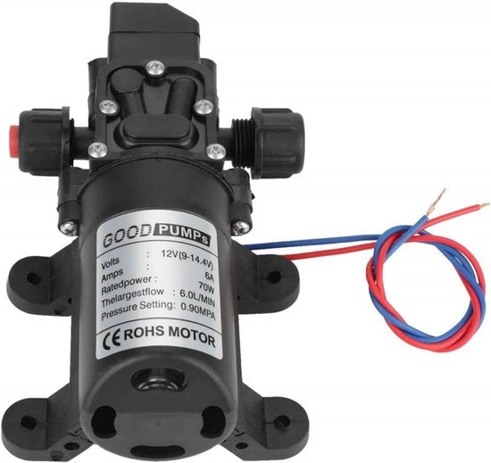 Pompa ad alta pressione autoaspirante DC12V 70W - 6L/Min 0,9MPA 131PSI
