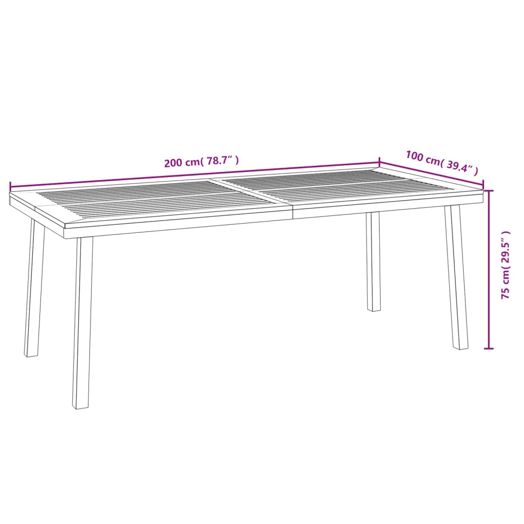 Set Pranzo da Giardino 7 pz Legno Massello di Acacia e Metallo