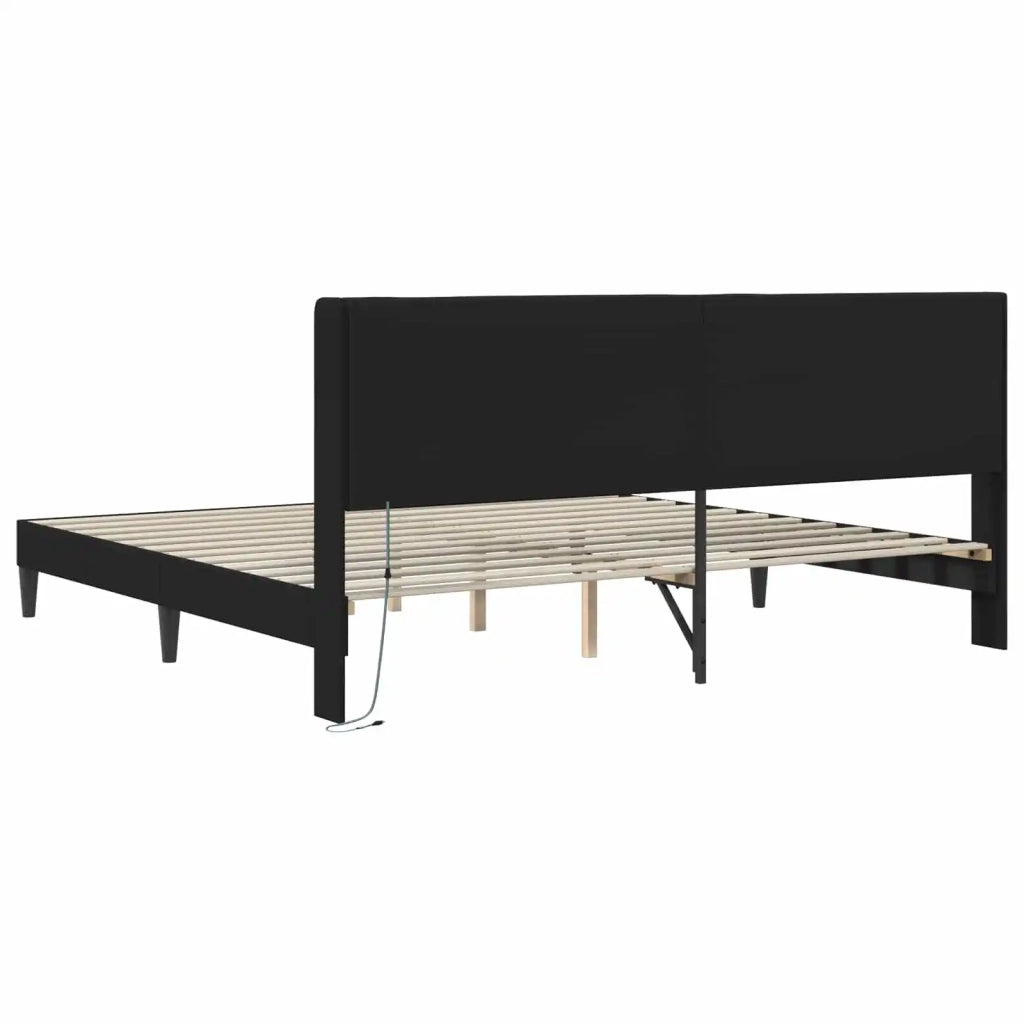 Struttura del letto con testiera Nero 180 x 200 cm Similpelle