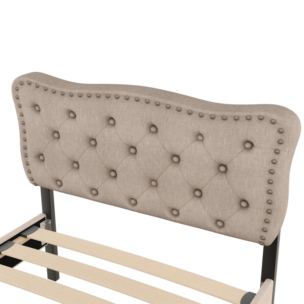 Letto Imbottito con Cassetti ¨C MINIMAL ¨C Beige 90x200