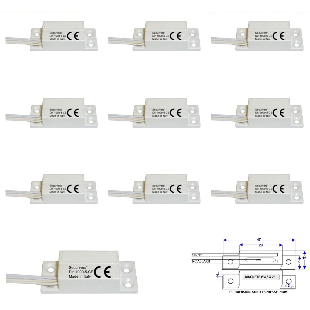 10 CONTATTI MAGNETICI NC A MATTONCINO DA ESTERNO Securvera ST-405XCMABTD
