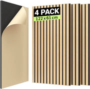 Pannelli acustici in legno WOOD autofissanti 1.488m² - 4 pezzi 122 x 61 x 2,1 cm, pannelli 3D in legno per pareti lamellari pareti acustiche, trattamento acustico e decorazione per studi uffici, quercia