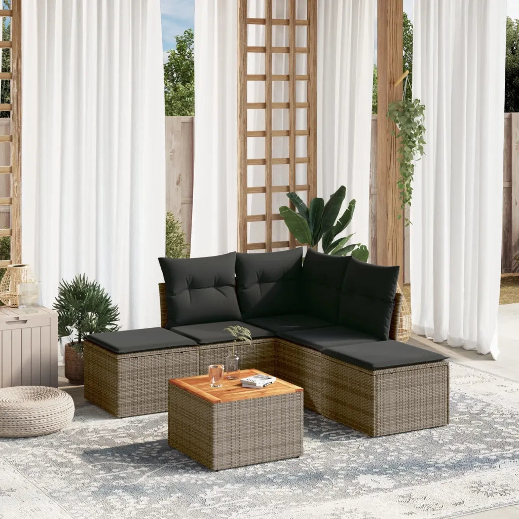 Set Divano da Giardino 6 pz con Cuscini Grigio in Polyrattancod mxl 111596