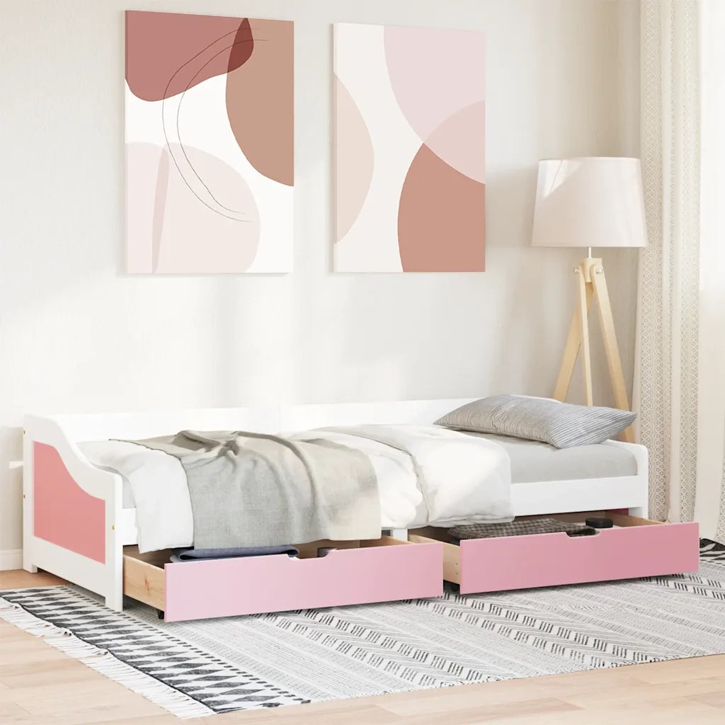 vidaXL Dormeuse 2 Cassetti senza Materasso Bianco&Rosa 90x200 cm IRUN