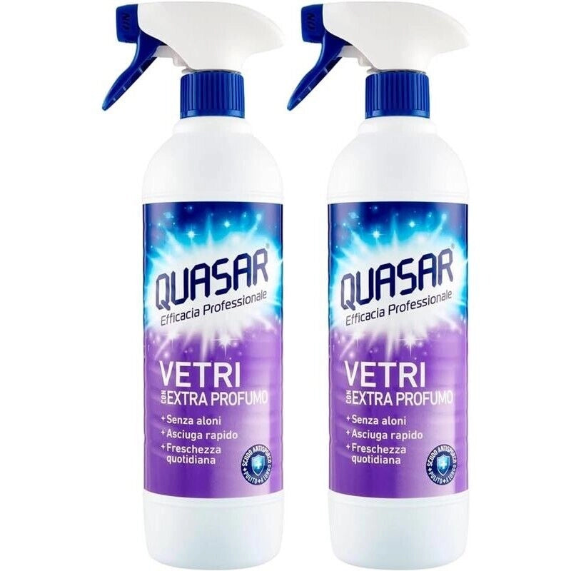 QUASAR SPRAY VETRI SET 2 PZ X 580 ML CON EXTRA PROFUMO NON LASCIA ALONI USO QUOTIDIANO