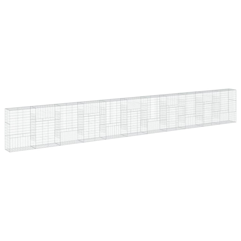 Gabbione recinto a gabbia muro di contenimento con coperchio 1100 x 50 x 150 cm ferro zincato argento 02_0040126