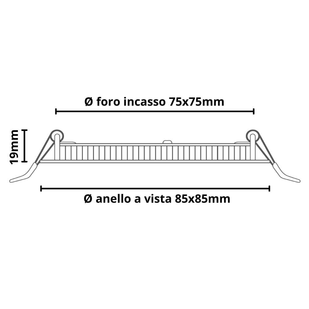Pannello led incasso 7.5cm 3watt slim quadro alimentatore incluso 4500k pezzi 3
