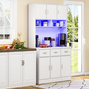 Credenza cucina 100x40x180 cm con LED, prese USB e cassetti