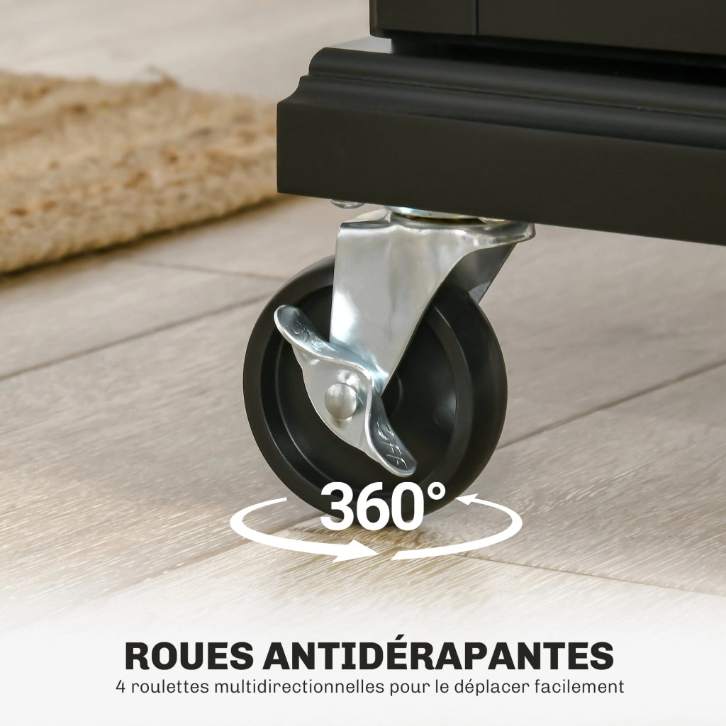 Tavolino da cucina con ruote ¨C zephmum ¨C nero, acciaio inox, 83.5x45.7x90.5 cm