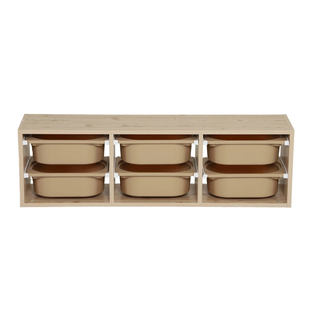Mobile di stoccaggio per bambini con 6 contenitori colorati, beige