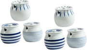Contenitori per terrarium - 6 Set di contenitori per pianta con coperchio - Bacchette di vetro - Ceramica - Stile giapponese - Contenitori di lavoro per la conservazione