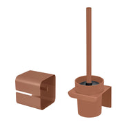 Set 2 pezzi in acciaio terracotta portarotolo e portascopino a muro Rea