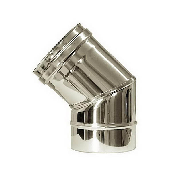Curva 45 canna fumaria DN 120 tubo acciaio inox 316