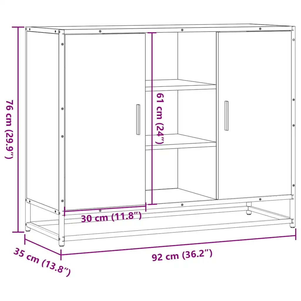 vidaXL Credenza Rovere Sonoma 92x35x76 cm in Legno Multistrato