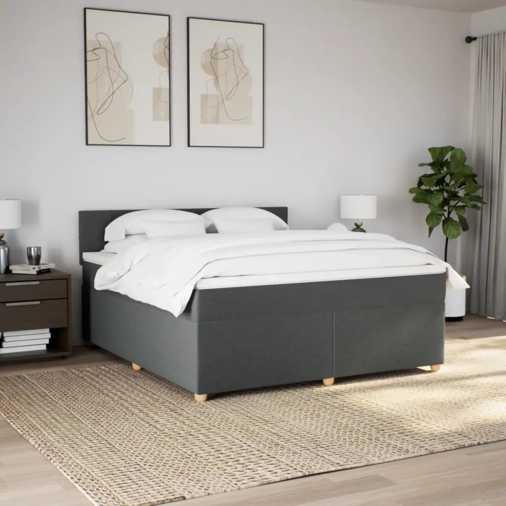 Giroletto a Molle con Materasso Grigio Scuro 180x200 cm Tessuto
