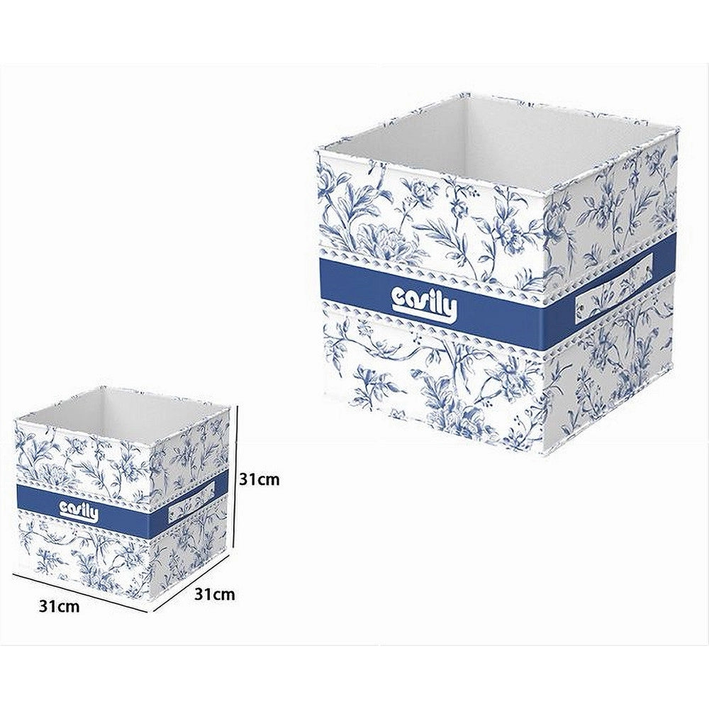 Trade Shop - Box Portatutto Scatola Salvaspazio Contenitore Organizer 31x31x31cm Fantasia 87312 -