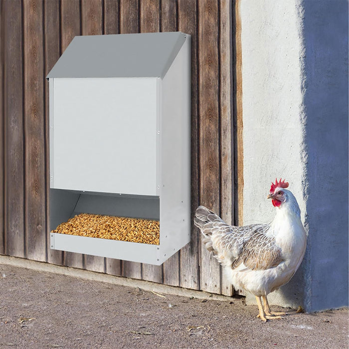 Mangiatoia per Galline 35x20x63 cm Capienza 23kg in Acciaio Zincato