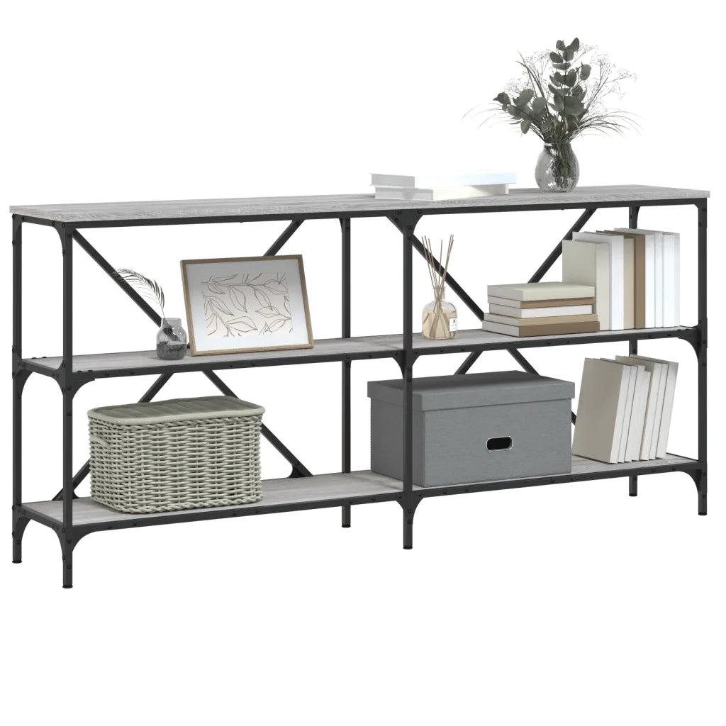 Tavolino Consolle | Tavolo d'Ingresso Grigio Sonoma 160x30x75cm in Legno Multistrato e Ferro
