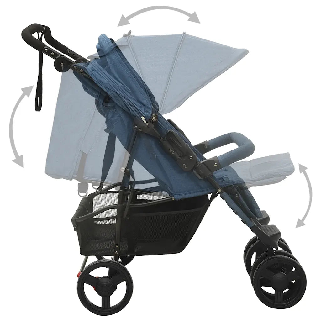 Passeggino Gemellare Blu Marino in Acciaio 10244