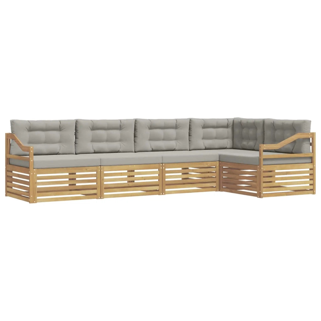 Set di divani da esterno 5 pcs Bianco e Grigio Chiaro 3390501