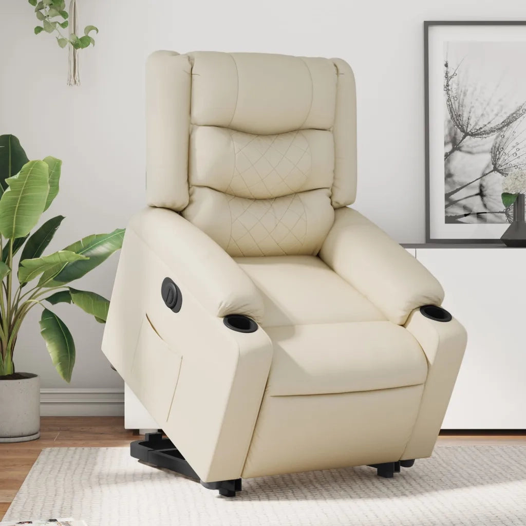 Poltrona Alzapersona Reclinabile Crema in Similpelle 3206560