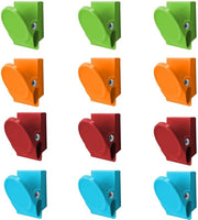 Magneetti Clip 12 pezzi - Magneetti a molle multicolori - Materiale plastico resistente - Ideali per frigorifero/whiteboard - Ottimi per l'organizzazione - Lunga durata - Clip magnetici