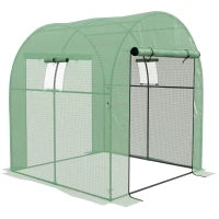 Serra a Tunnel per Orto 1.8x1.8x2 m in Acciaio e PE Anti UV con Porte Avvolgibili e Finestre, Verde