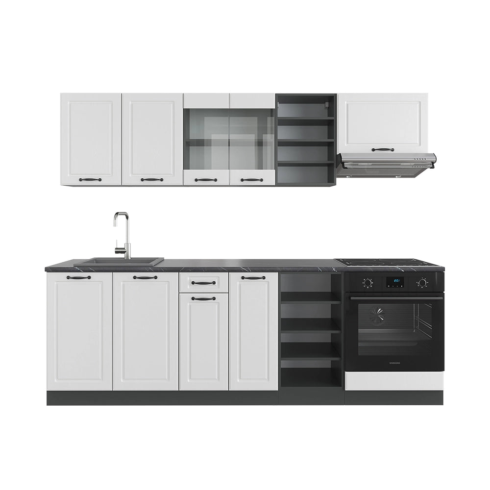 Vicco Cucina componibile Bianco casa di campagna/antracite 240 cm , PL Antracite