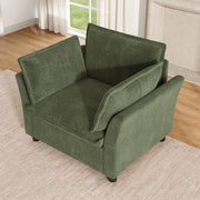 POLTRONA singola 90x81x87 cm in chenille verde con cuscini inclusi
