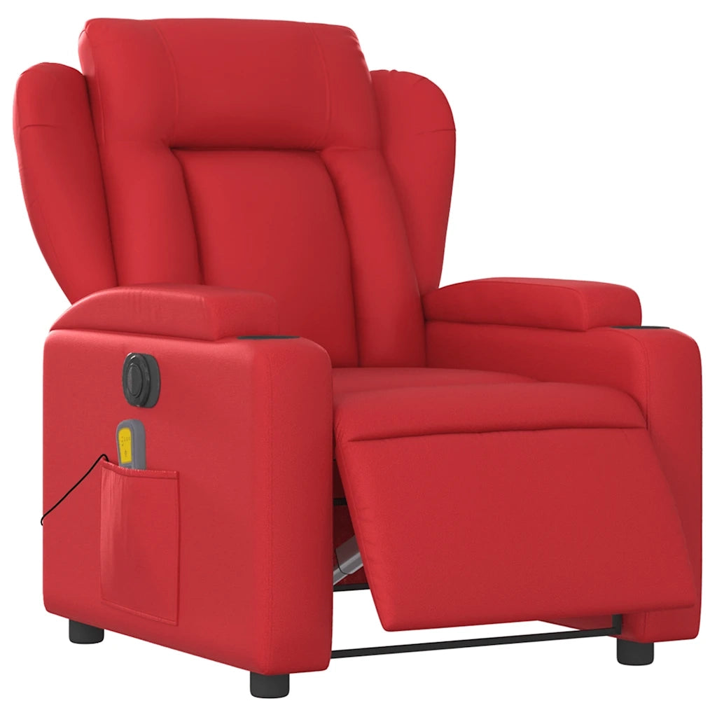 Poltrona Massaggio Elettrica Reclinabile Rosso Similpelle 3204542