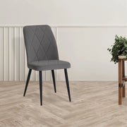 Set 4 Sedie Vika tessuto grigio con trama geometrica e piedi neri - Eleganza e comfort