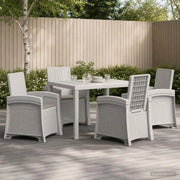 Set da Pranzo per Giardino 5 pz Bianco e Grigio Chiaro PP 3430114