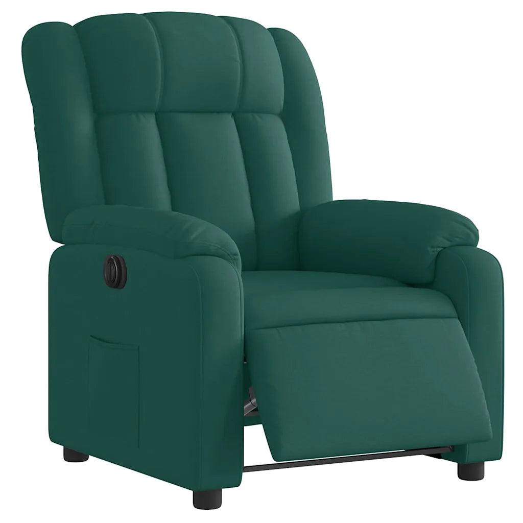 Poltrona | Sedia Relax Elettrica Reclinabile Verde Scuro in Tessuto