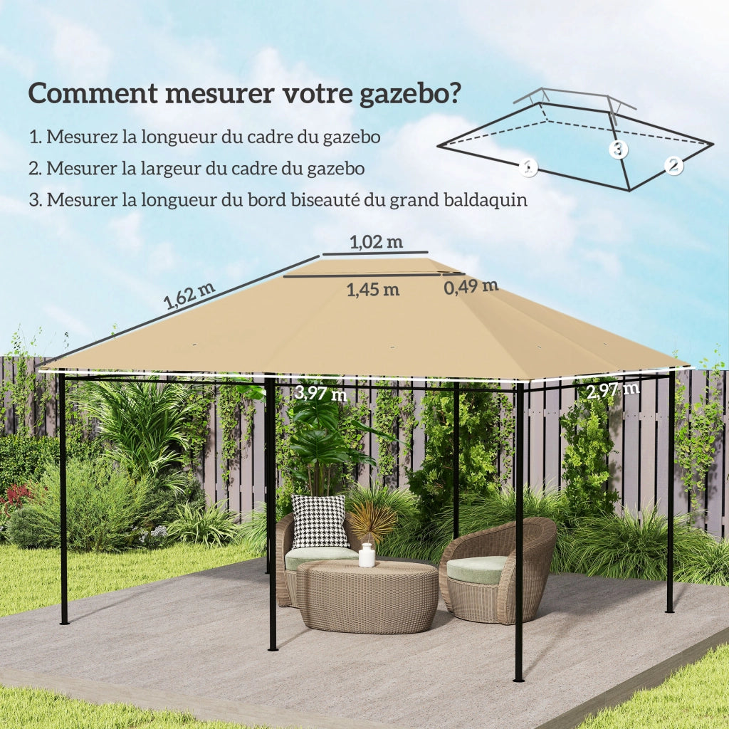 Tenda per gazebo 3x4 m ¨C zephmum ¨C tessuto poliestere 180 g/m2 anti-UV