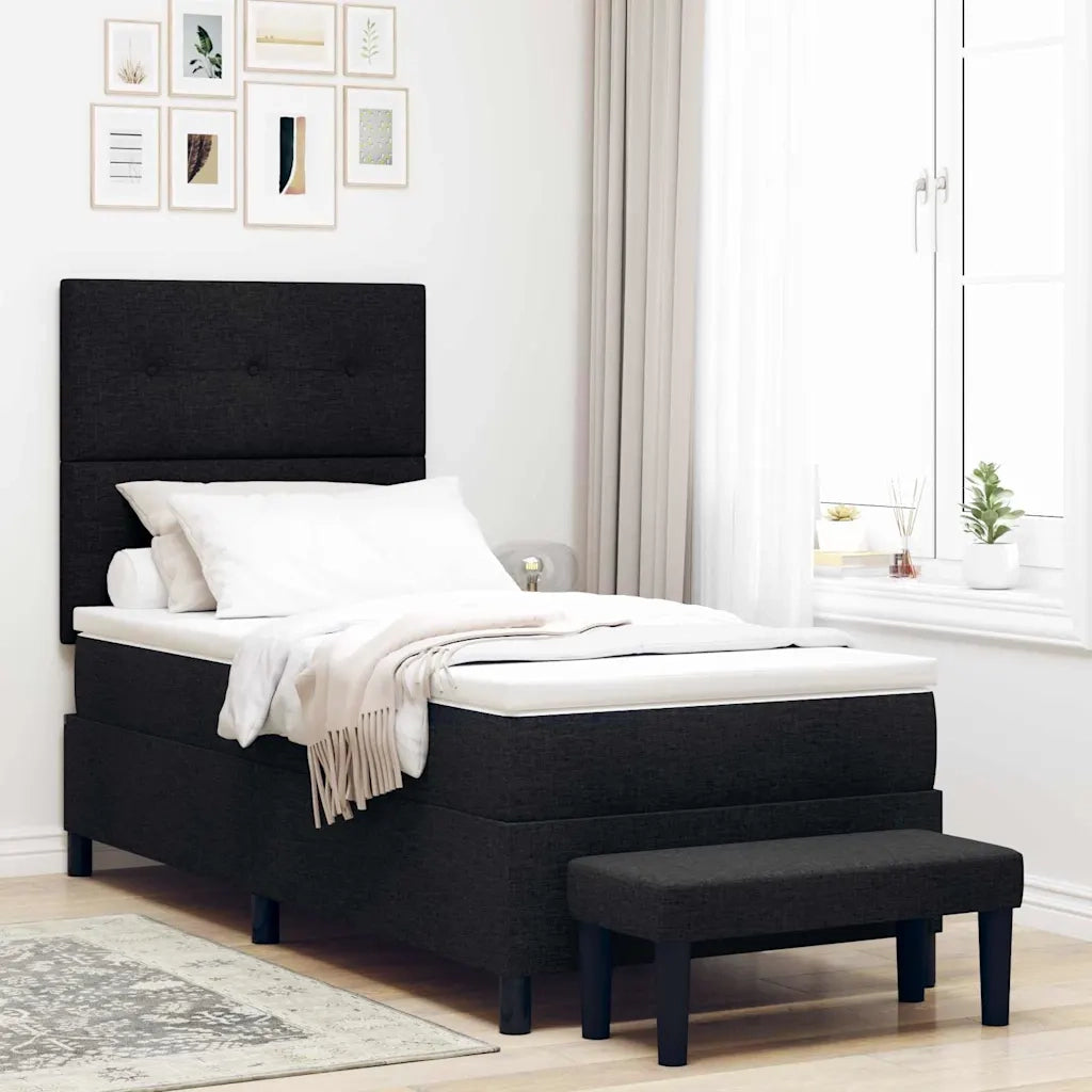 Letto a molle con testiera Nero 100 x 200 cm Tessuto 3344046