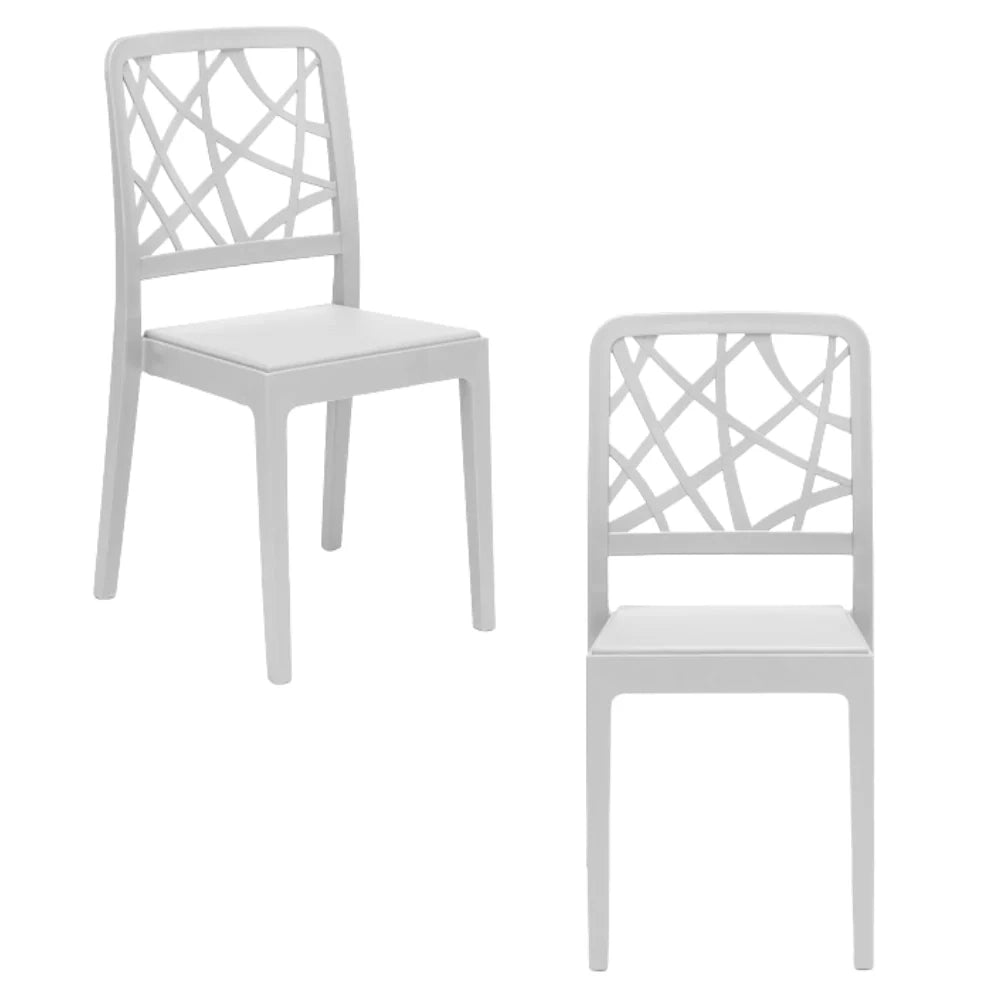 Set 2 sedie in polipropilene PENELOPE, 100% MADE IN ITALY, impilabile, resistente ai raggi UV, design moderno, ideale per sala da pranzo, cucina, sala d’attesa, bar, ristoranti o giardino, colore Bianco