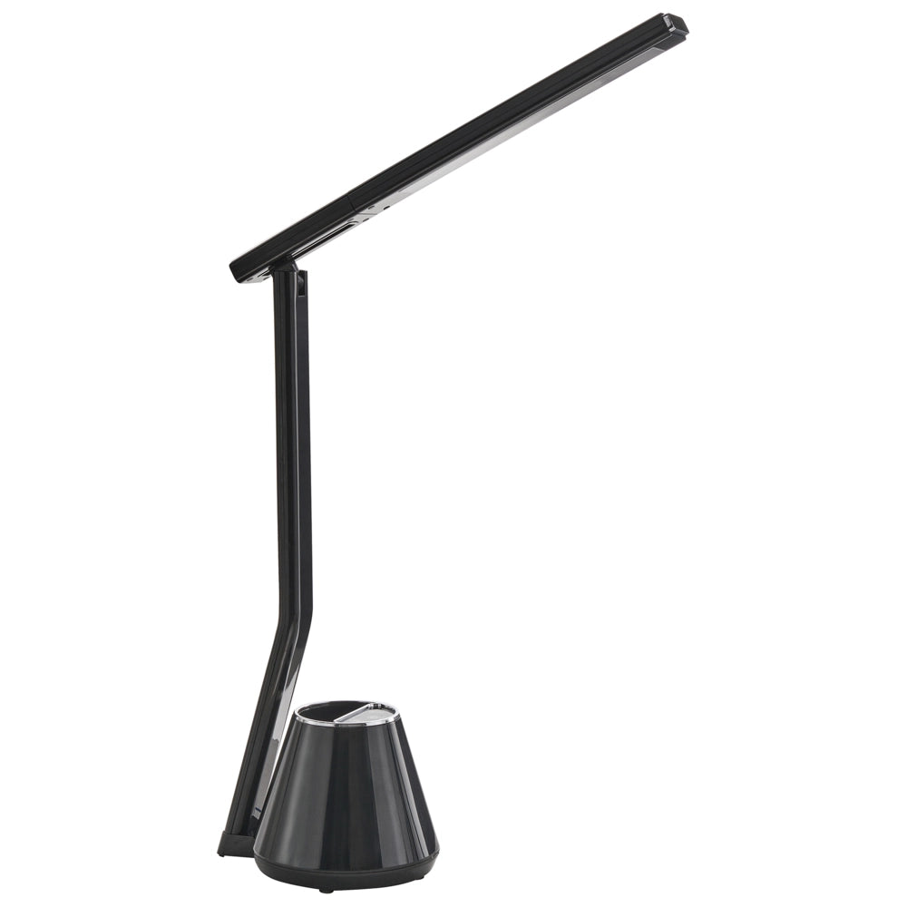 Lampada da scrivania moderna a LED Lampada da computer per ufficio domestico con portapenne 3 modalità CCT Dimmer Materiale sintetico Paralume regolabile Nero