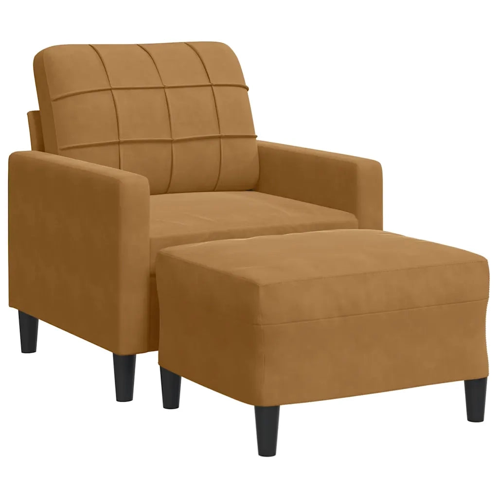 vidaXL Poltrona con Poggiapiedi Marrone 60 cm in Velluto